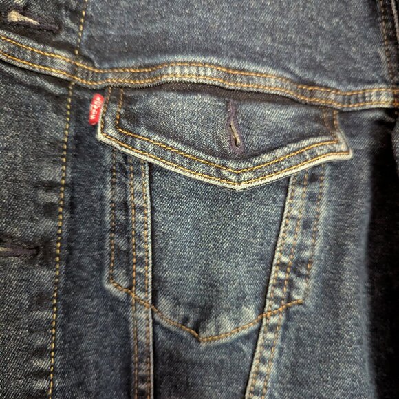 Levi’s Denim Trucker Jean Jacket Men’s Large Dark Blue - Picture 6 of 8